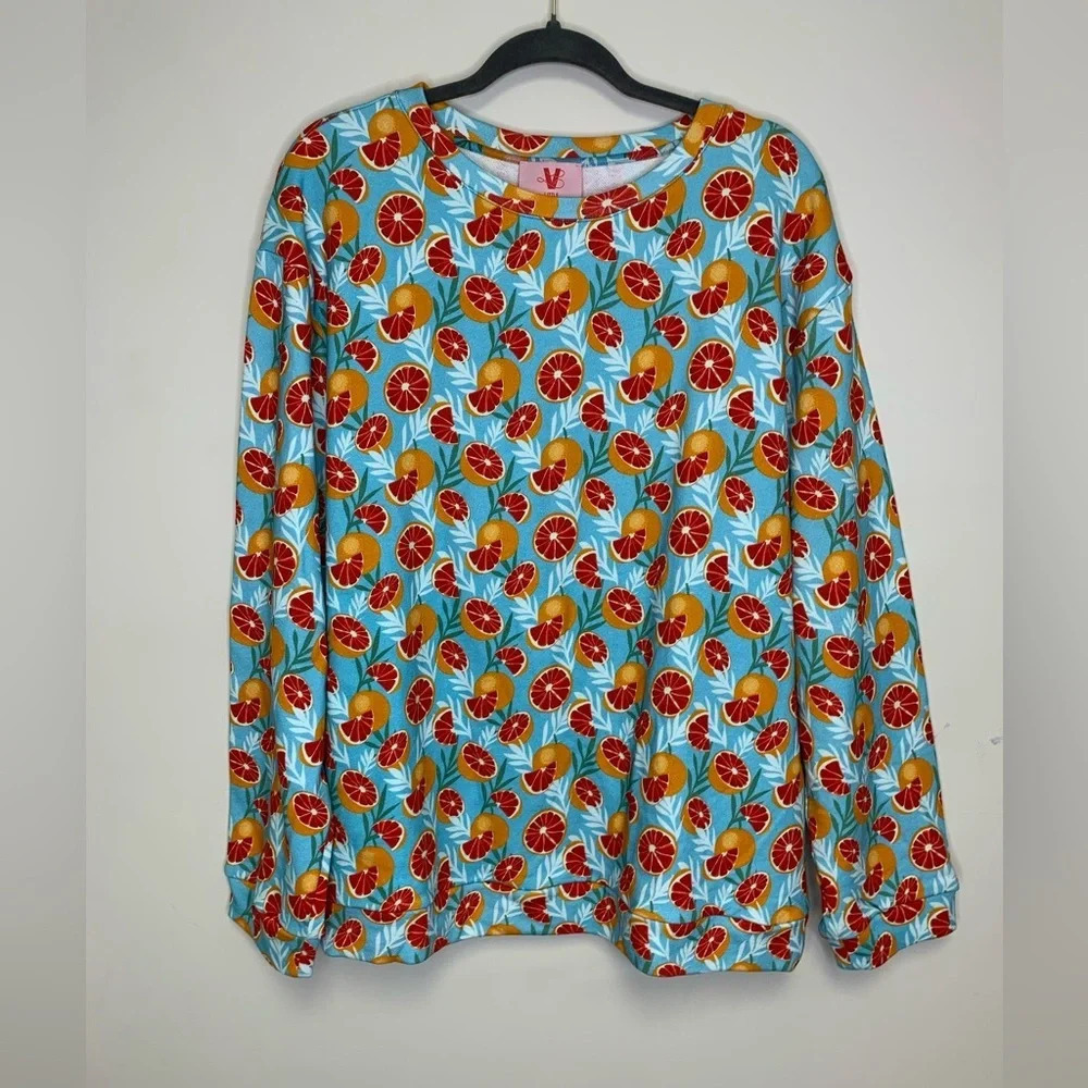 New Little Victory  X Hailey Elsaesser Grapefruit Print Crewneck Size Medium